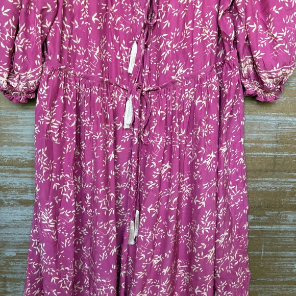 Natalie Martin Haley Dress 100% Silk Pink Floral Tassel Boho Preppy Womens XS - Picture 3 of 8
